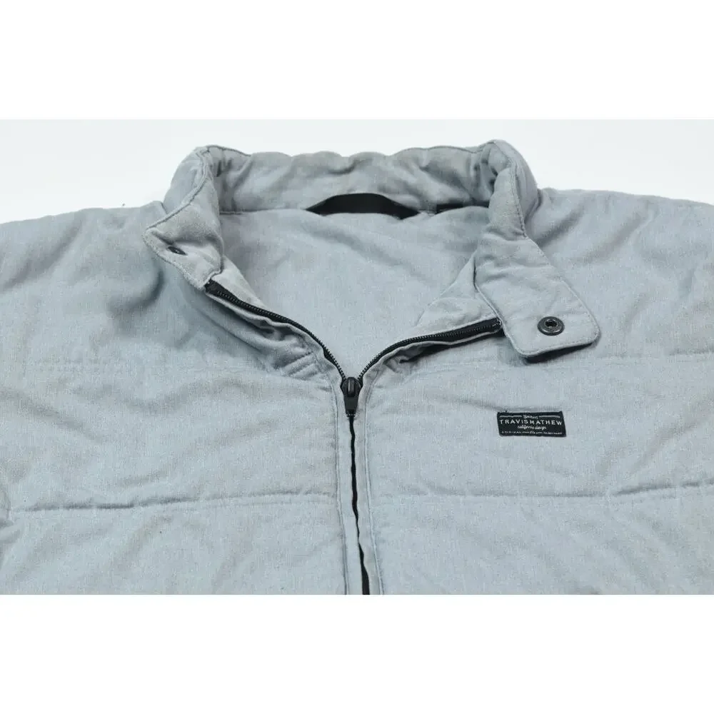 Travis Mathew Interlude Puffer Golf Jacket Mens XL Gray Long Sleeve Full-Zip